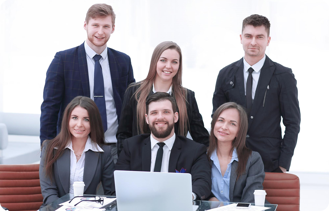 A group of business professionals in formal attire, representing ccMonet’s expert team. Our AI - powered financial tools (bookkeeping, dashboards) and services (tax compliance, business registration support) help diverse SMEs manage finances efficiently.